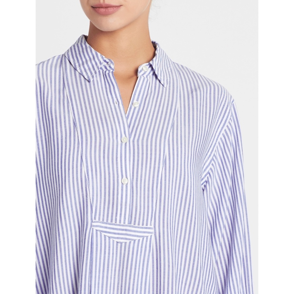CURRENT/ELLIOTT • The Emmy Striped Half-Placket Long Sleeve Blouse, 2 - Picture 13 of 16